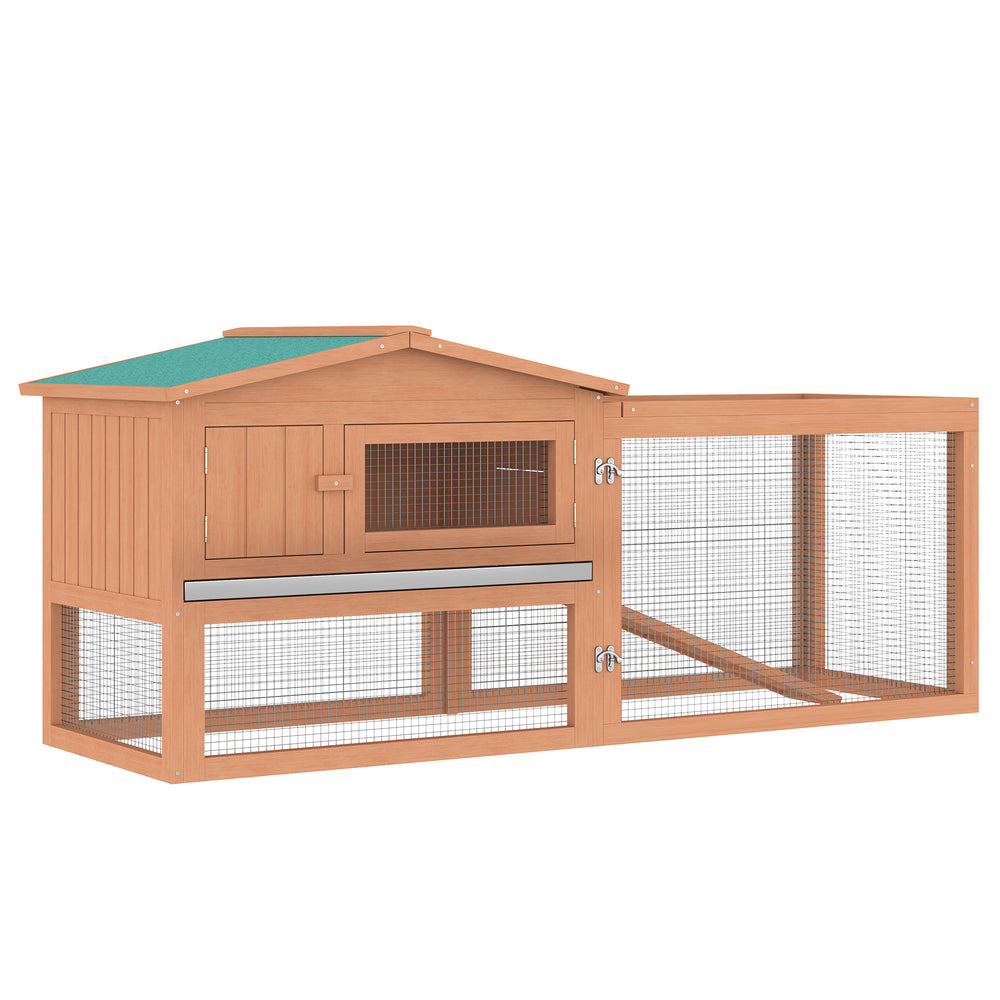 2 Tier Wooden Rabbit Hutch with Run Guinea Pig hutch House for Outdoor Garden Backyard