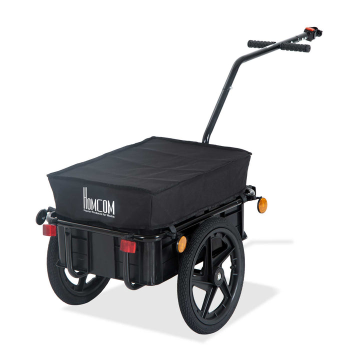 Cargo Trailer Bike Stroller Garden Trolley W/Carrier Utility Luggage & Wheels Black