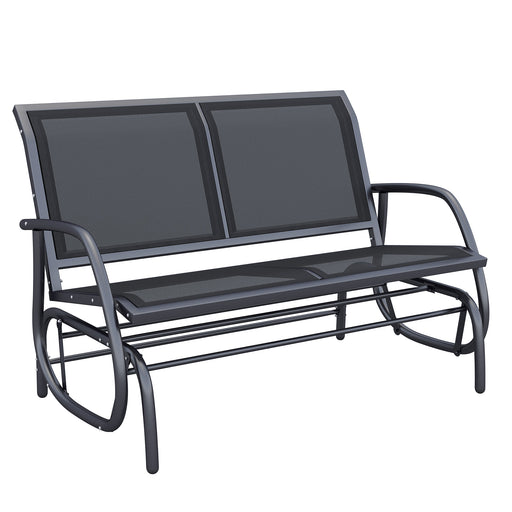 2-Person Outdoor Glider Bench Patio Double Swing Gliding Chair Loveseat w/Power Coated Steel Frame for Backyard Garden Porch, Black