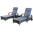 3 Piece Rattan Sun Loungers with Cushions & Coffee Table - Grey