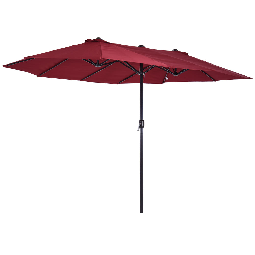 4.6m Double-Sided Patio Parasol Sun Umbrella-Wine Red