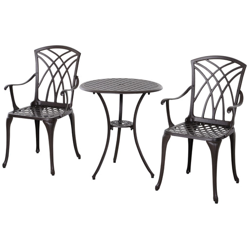 Patio Cast Aluminium 3 PCS Bistro Set Coffee Table & 2 Chairs Set Outdoor Garden Furniture Set