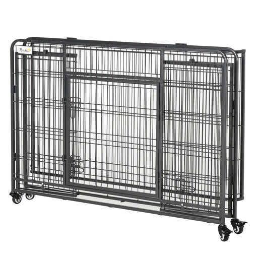 Metal Dog Cage Kennel Locking Door & Wheels Removable Tray Openable Top For Extra Large Pets 125 x 76 x 81 cm