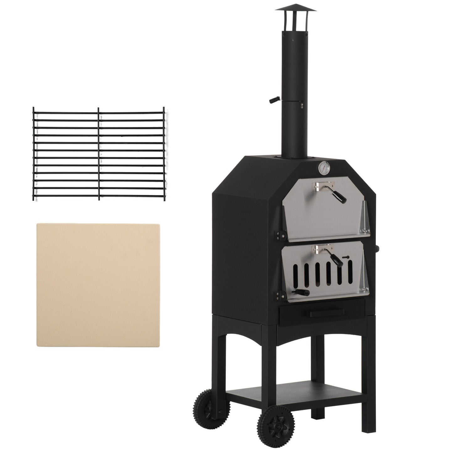 3-Tier Pizza Oven Grill with Chimney