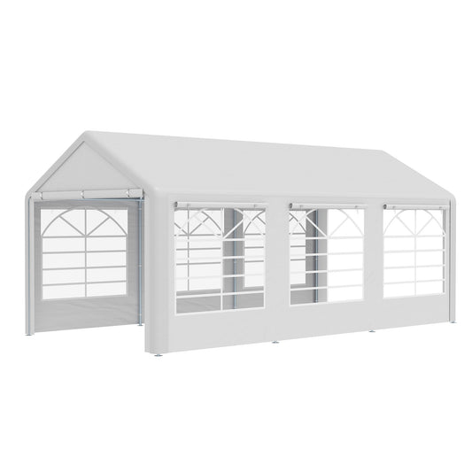 6m x 3m Garden Gazebo Marquee Wedding Shelter Level 4 Wind Protection, White