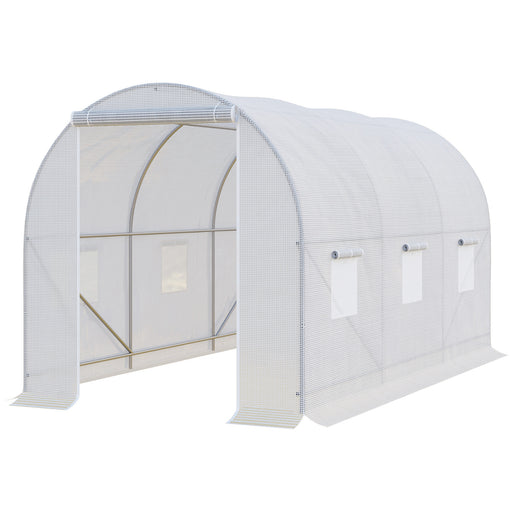 Polytunnel Steel Frame Greenhouse Walk-in Greenhouse 3.5 L x 2 W x 2H m-White