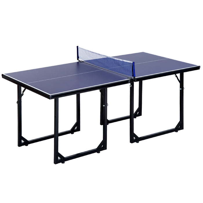 Folding Mini Table Tennis/Ping Pong Table Set-Black/Blue