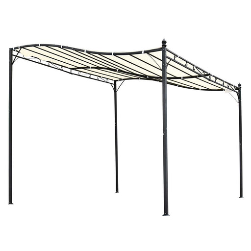 Elegant Pergola Gazebo Metal Frame Elegant Scrolling Weather-Resistant Canopy Sun Rain Shade Garden Outdoor Shelter 3x3(m), Cream White