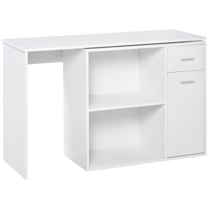 L-Shaped corner computer desk Table Study Table PC Workstation with Storage Shelf Drawer Home Office white