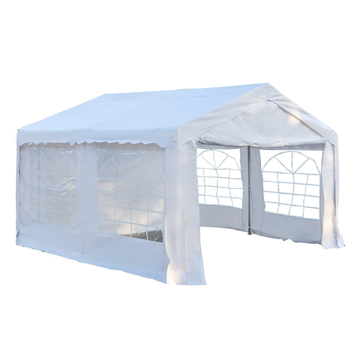 4m x 4 m Party Tents Portable Carport Shelter with Removable Sidewalls & Double Doors, Heavy Duty Party Tent Car Canopy