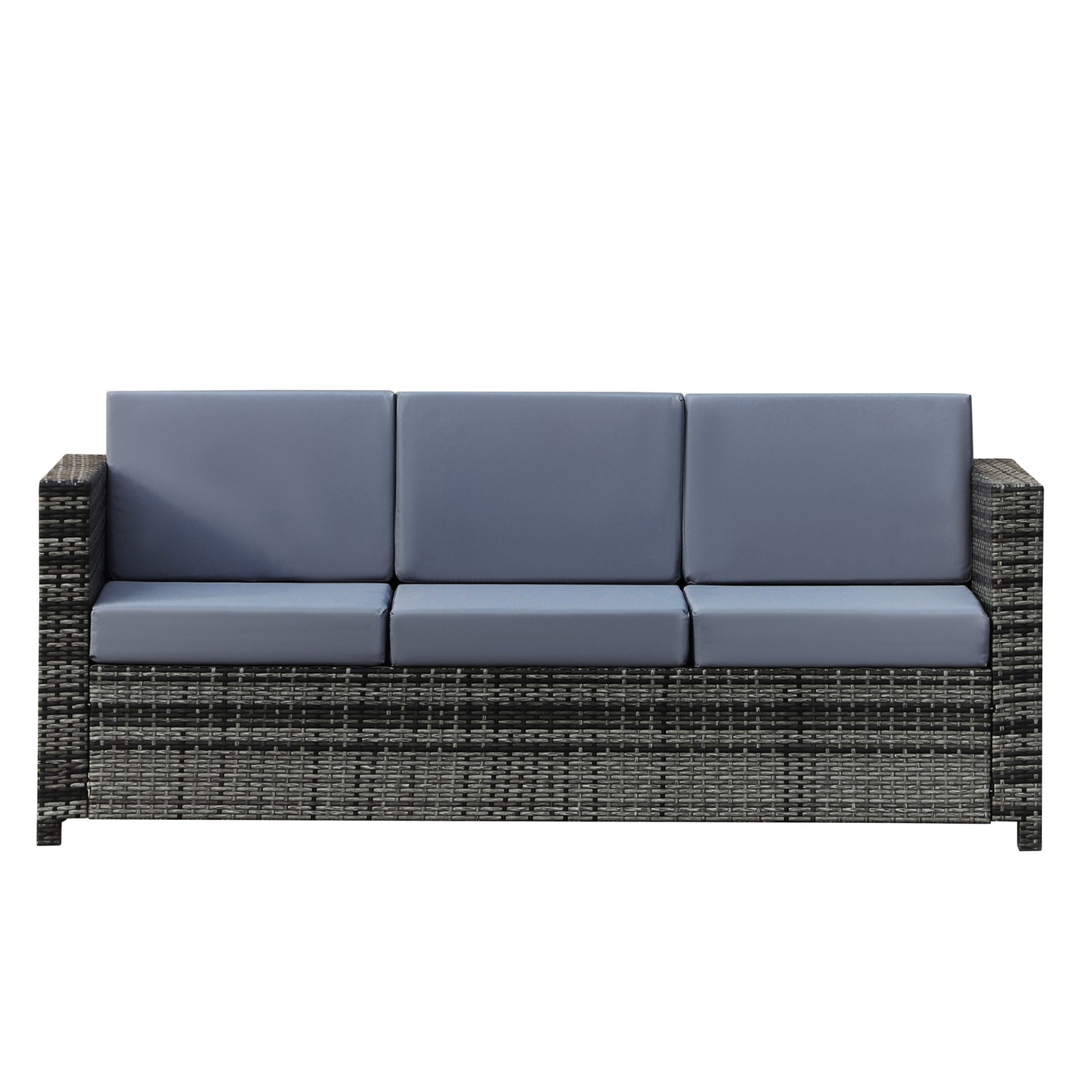 Warehouse Clearance: 3-Seater Weather Resistant Outdoor Garden Rattan Sofa - Mixed Grey (Jersey Only))