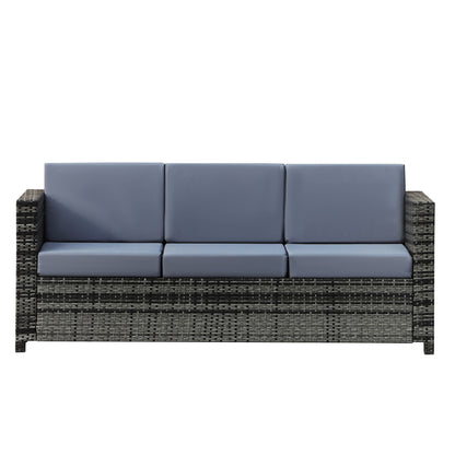 Warehouse Clearance: 3-Seater Weather Resistant Outdoor Garden Rattan Sofa - Mixed Grey (Jersey Only))