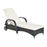 Garden Rattan Furniture Single Sun Lounger Recliner Bed Reclining Chair Patio Outdoor Wicker Weave Adjustable Headrest - Black