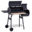 Portable Charcoal BBQ Grill, Cold-rolled Steel, Solid Wood, 104H x 124L x53W cm-Black