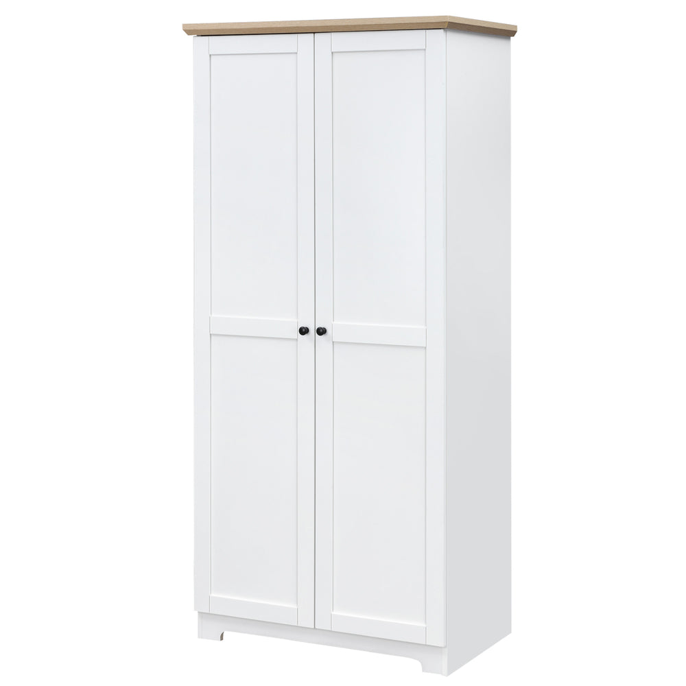 172cm Wooden Storage Cabinet Cupboard With 2 Doors 4 Shelves White Pantry Closet