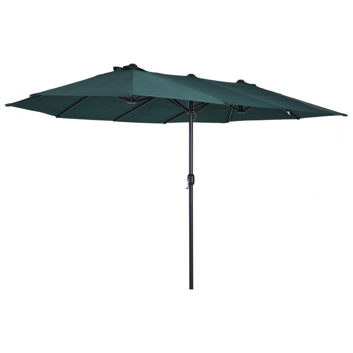 4.6m Garden Parasol Double-Sided Sun Umbrella Patio Market Shelter Canopy Shade Outdoor Green