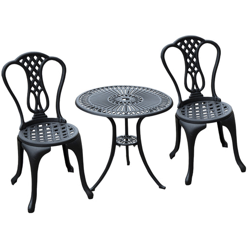 3 Piece Patio Cast Aluminium Bistro Set Garden Outdoor Furniture Table and Chairs Shabby Chic Style