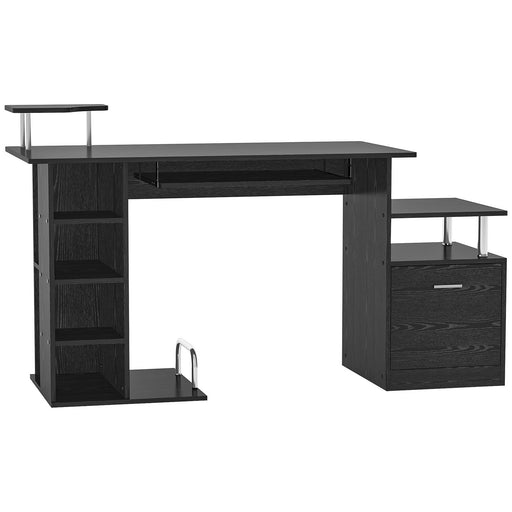 Computer Desk PC Workstation with Drawer Shelves CPU Storage Rack Home Office Furniture (BLACK)