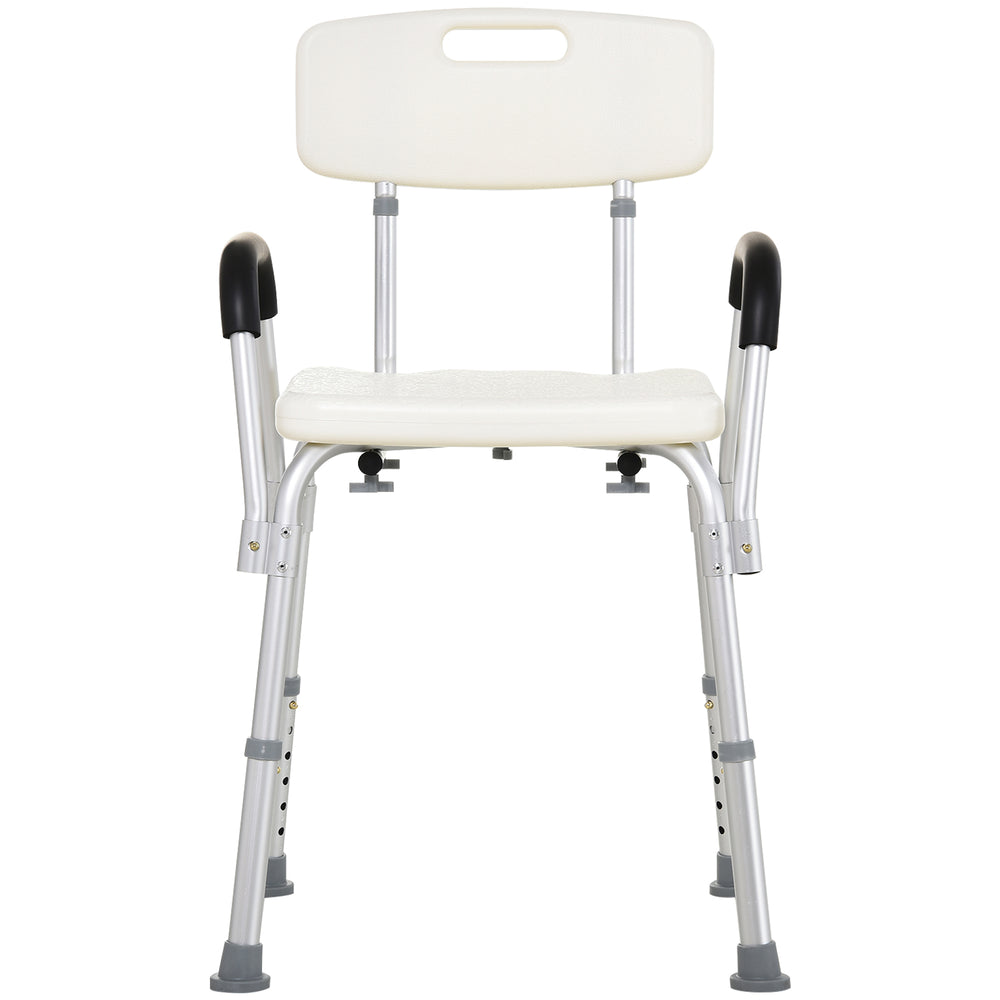 Adjustable Shower Chair, Shower Seat, Portable Medical Stool with Adjustable Back and Armrest for Mobility