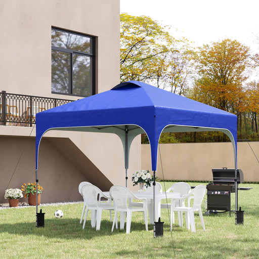 3x3m Pop Up Gazebo Height Adjustable Foldable Canopy Tent w/ Carry Bag, Wheels and 4 Leg Weight Bags, Blue