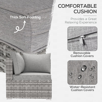 PE Rattan Wicker Corner Set Garden Furniture Single Chair w/ Cushions, Grey