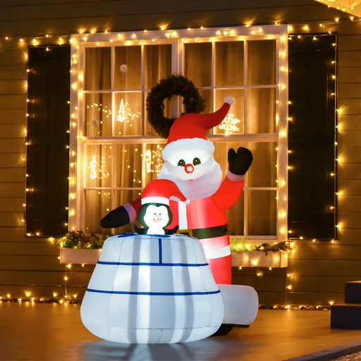 Inflatable Santa ａｎｄ Penguin ｉｎ House Decoration