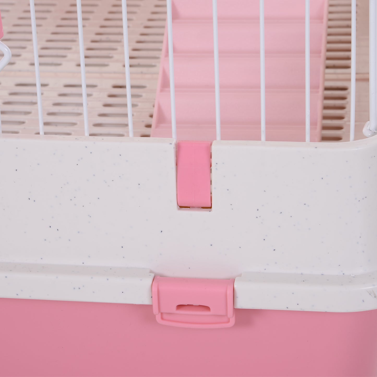 4-Level Small Animal Cage, Indoor Bunny House, for Ferrets, Chinchillas w/ Wheels, Slide-Out Tray, Pink, 81 x 52.5 x 114 cm