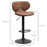 Bar Stool Set of 2 Microfiber Cloth Adjustable Height Armless Chairs with Swivel Seat, Brown