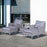 2 Seater PE Rattan Garden Furniture Set, 2 Armchairs 2 Stools Glass Top Table Cushions Wicker Weave Chairs Outdoor Seating - Grey