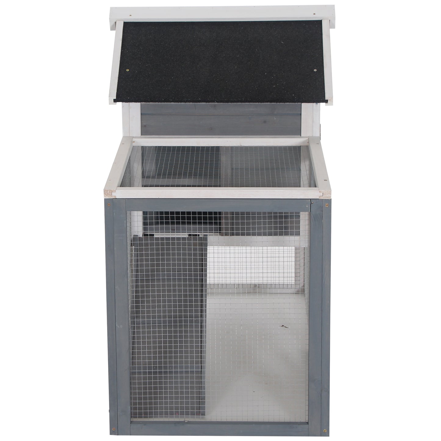 2 Tier Rabbit Hutch Outdoor, Wooden Guinea Pig Hutch, Bunny Cage Small Animal House with Ramp Rabbit Run Pull Out Tray, Grey, 122 x 62.6 x 92 cm