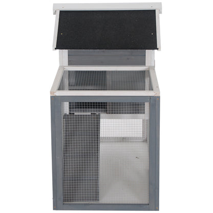 2 Tier Rabbit Hutch Outdoor, Wooden Guinea Pig Hutch, Bunny Cage Small Animal House with Ramp Rabbit Run Pull Out Tray, Grey, 122 x 62.6 x 92 cm