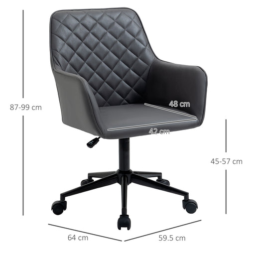 Swivel Office Chair Leather-Feel Fabric Home Study Leisure with Wheels, Grey