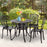 Cast Aluminium 4-Seater Outdoor Garden Table & Chair Set Brown