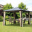 3 x 3(m) Hardtop Gazebo Canopy with Polycarbonate Roof and Aluminium Frame, Garden Pavilion with Mosquito Netting and Curtains, Brown