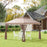 3 X 3(m) Meters Metal Gazebo Party Canopy Garden Pop Up Tent Outdoor Sun Shelter w/ Net Curtain Zipper Door - Khaki