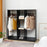 Double Mobile Open Wardrobe With Clothes Hanging Rails Storage Shelves Organizer Bedroom Furniture - Black