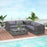 4-Seater Rattan Wicker Garden Furniture Patio Sofa Storage & Table Set w/ 2 Drawers Coffee Table,Great Cushioned 4 Seats Corner Sofa - Grey