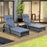 3 Piece Rattan Sun Loungers with Cushions & Coffee Table - Grey