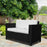 Garden Rattan Sofa 2 Seater Outdoor Garden Wicker Weave Furniture Patio 2-Seater Double Couch Loveseat Black