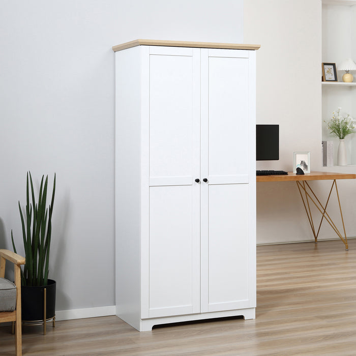 172cm Wooden Storage Cabinet Cupboard With 2 Doors 4 Shelves White Pantry Closet