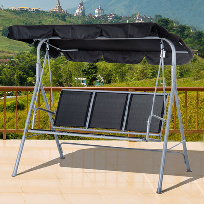 3 Seater Patio Swing Chair Garden Hammock Bench Rock Shelter Shade Metal Black