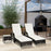 3 Pieces Patio Lounge Chair Set, Garden Wicker Wheeling Recliner Outdoor Daybed, PE Rattan Lounge Chairs w/Cushions & Side Coffee Table Brown