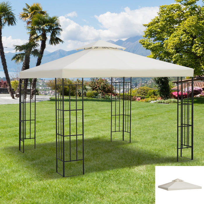 3 x 3(m) Gazebo Canopy Roof Top Replacement Cover Spare Part Cream White (TOP ONLY)