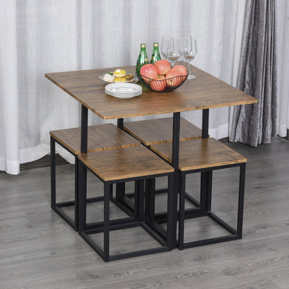 5 Piece Dining Table and Chairs Set 4, Industrial Space Saving Table and Chairs with Metal Frame,