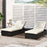 3PC Rattan Sun Lounger Garden Outdoor Wicker Recliner Bed Side Table Set  Patio Furniture Dark Coffee