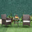 Garden Outdoor Rattan Furniture Bistro Set 3 PCs Patio Weave Companion Chair Table Set Conservatory (Brown)