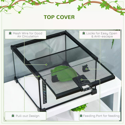 Glass Reptile Terrarium Insect Breeding Tank Vivarium Habitats with Thermometer for Lizards, Horned Frogs, Snakes, Spiders - Small 30 x 30 x 20cm