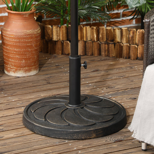 Outsunny 18kg Resin Garden Parasol Base, Round Outdoor Market Umbrella Stand Weight for Poles of âÃ­Â¬â38mm to âÃ­Â¬â48mm, Bronze