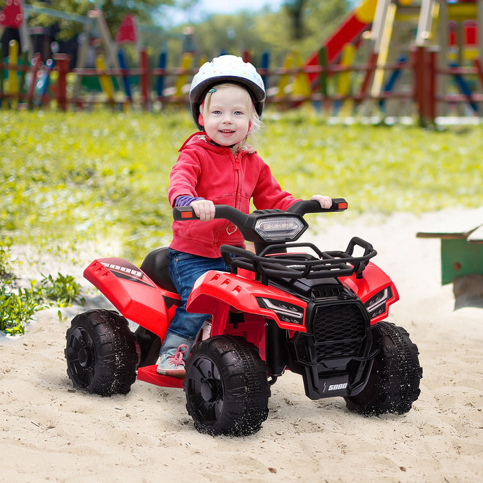 Kids Ride-on Four Wheeler ATV Car with Real Working Headlights, 6V Battery Powered Motorcycle for 18-36 Months, Red