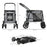 One-Click Foldable Pet Stroller, Dog Cat Travel Pushchair w/ EVA Wheels, Storage Bags, Mesh Windows, Doors, Safety Leash, Cushion, for Small Pets - Grey